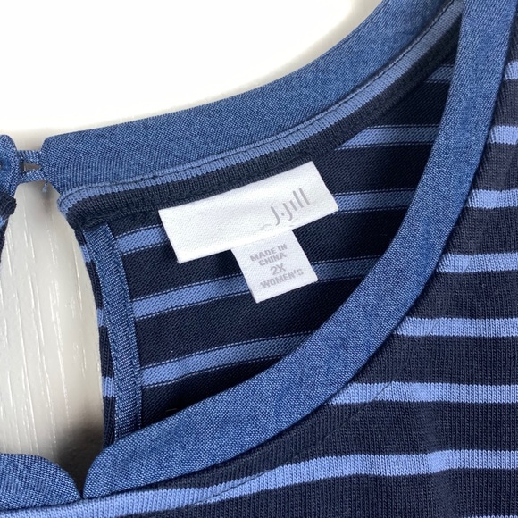 J.Jill Striped Mixed Media Chambray Shirttail Shift Tunic Dress - Picture 4 of 6